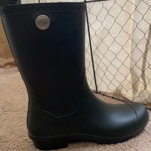 Black rain boots